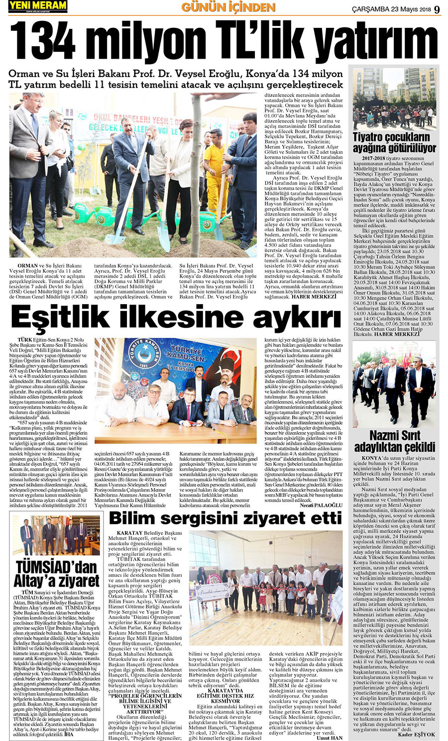 23 Mayıs 2018 Yeni Meram Gazetesi