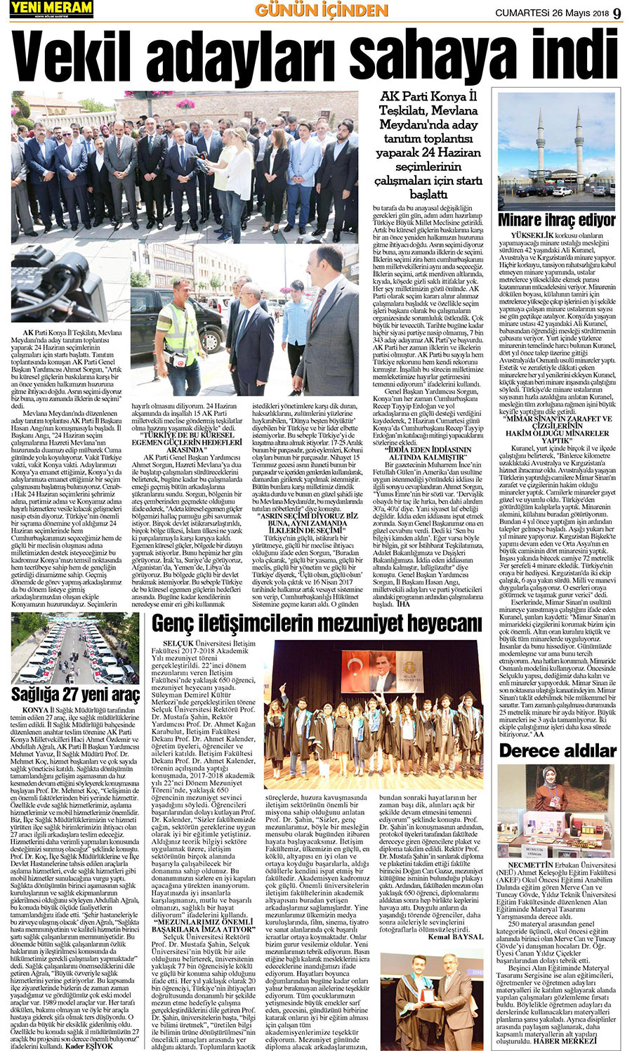 26 Mayıs 2018 Yeni Meram Gazetesi