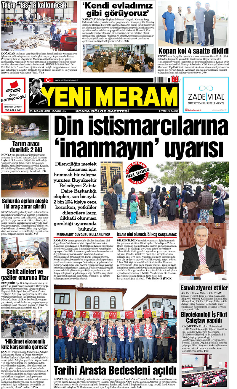 28 Mayıs 2018 Yeni Meram Gazetesi