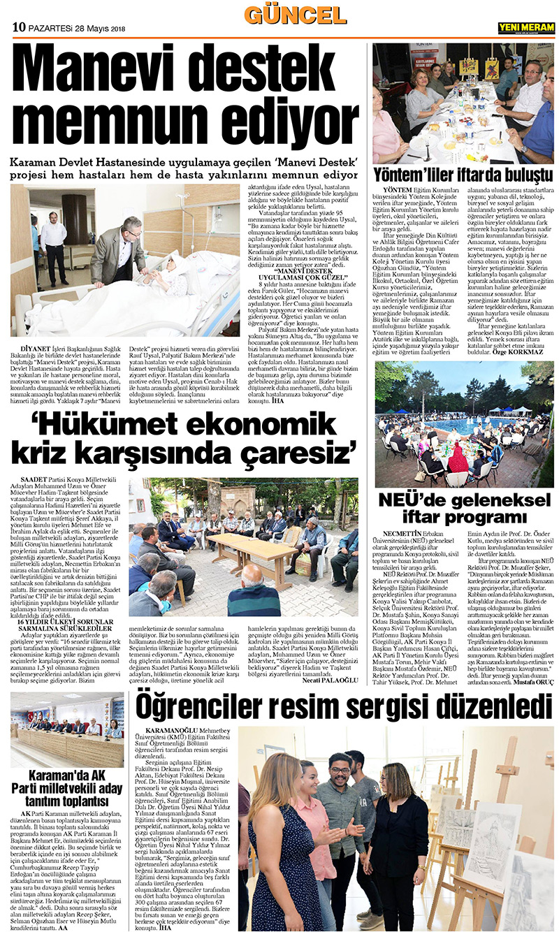 28 Mayıs 2018 Yeni Meram Gazetesi