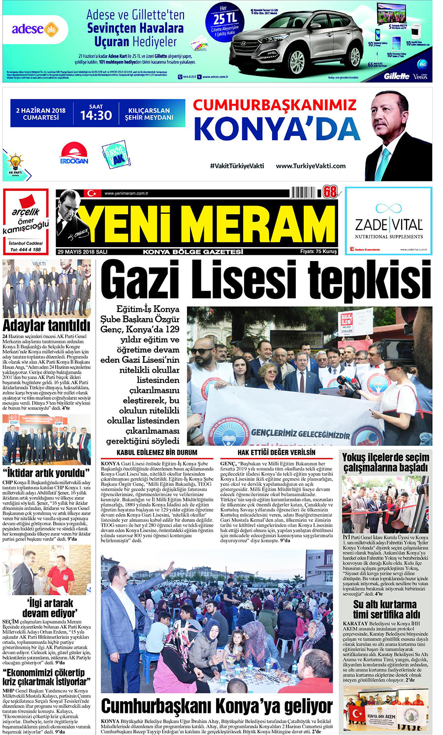 29 Mayıs 2018 Yeni Meram Gazetesi