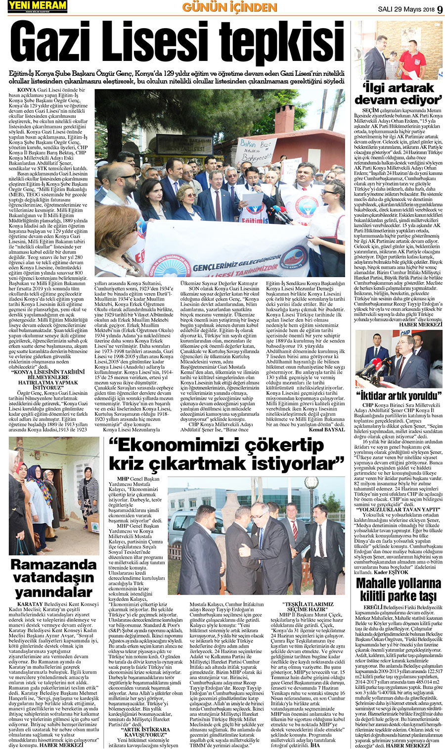 29 Mayıs 2018 Yeni Meram Gazetesi