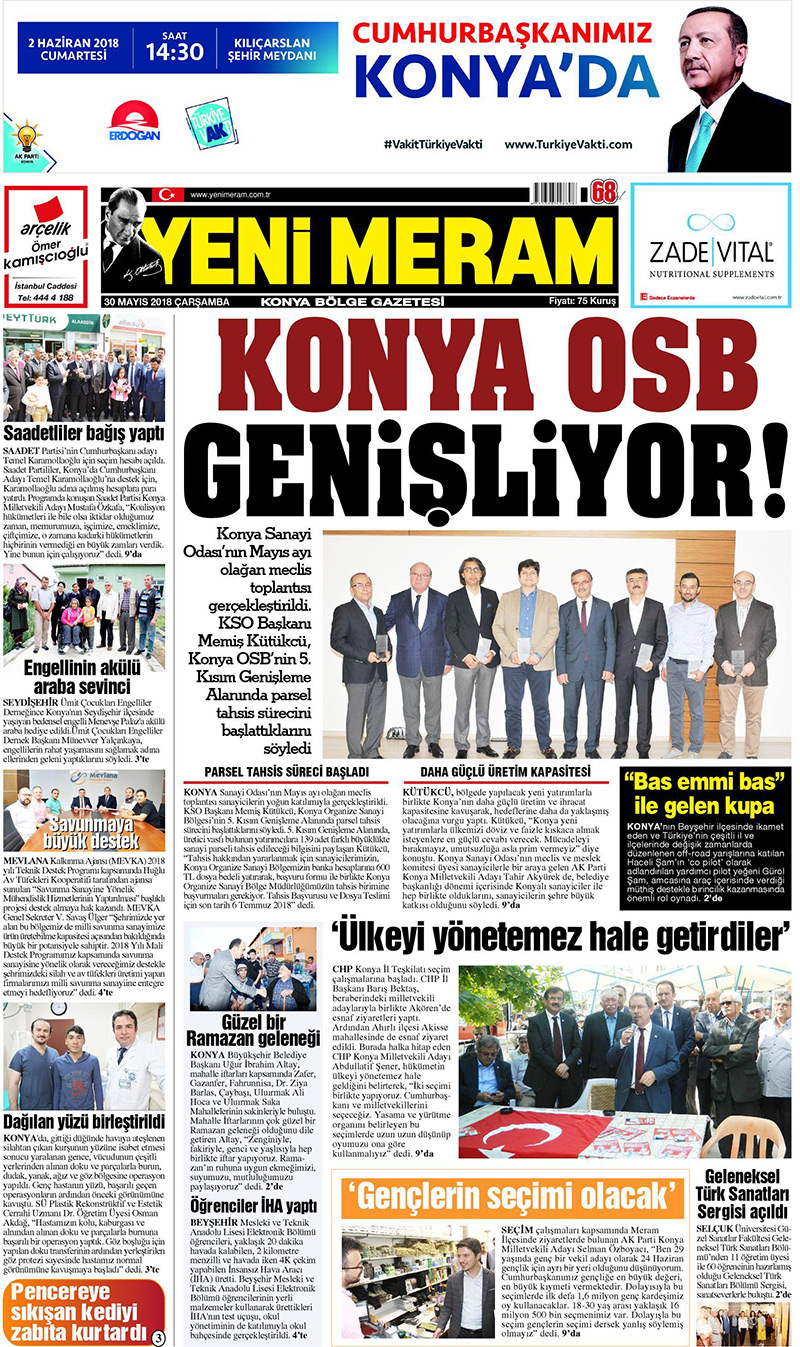 30 Mayıs 2018 Yeni Meram Gazetesi