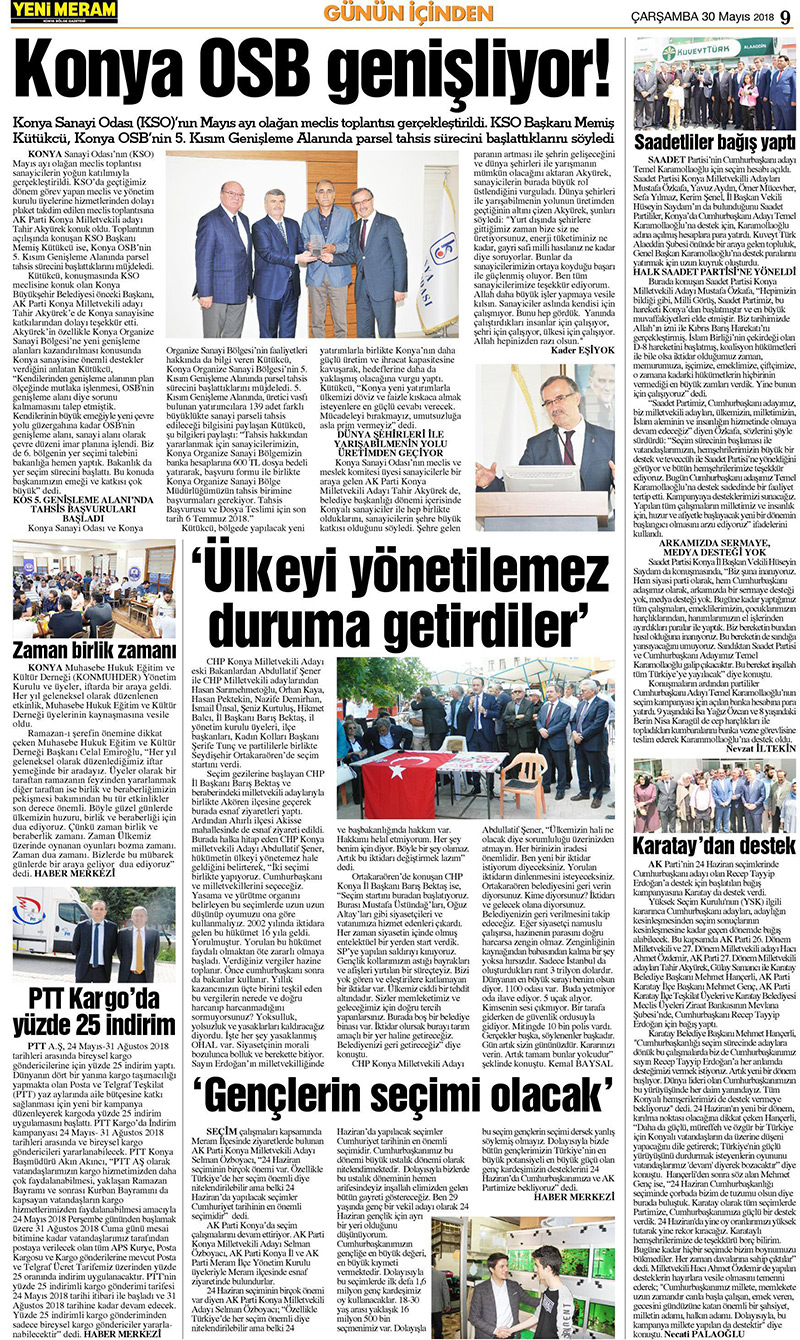 30 Mayıs 2018 Yeni Meram Gazetesi