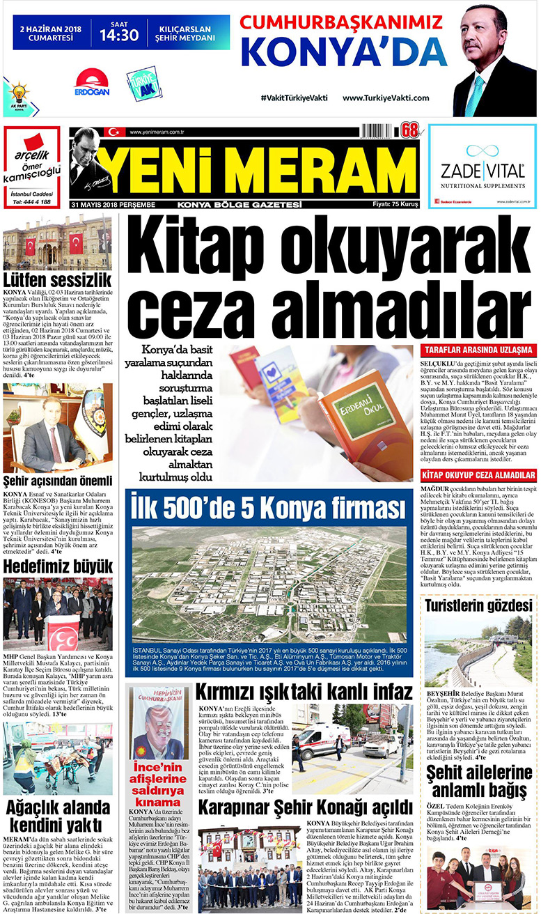 31 Mayıs 2018 Yeni Meram Gazetesi