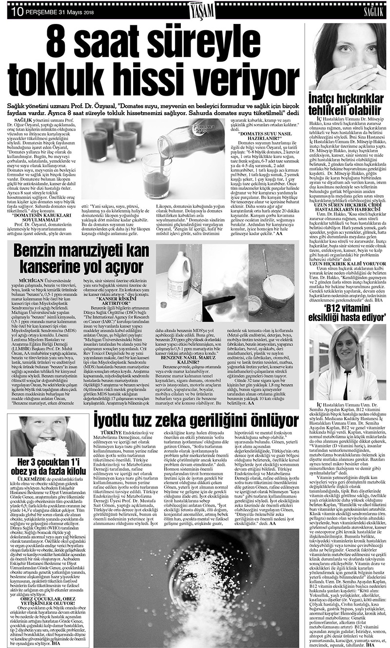 31 Mayıs 2018 Yeni Meram Gazetesi