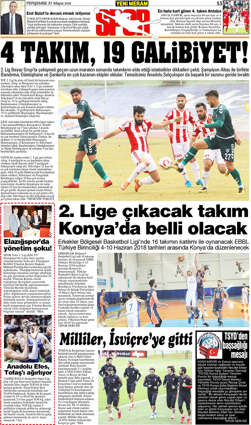 31 Mayıs 2018 Yeni Meram Gazetesi