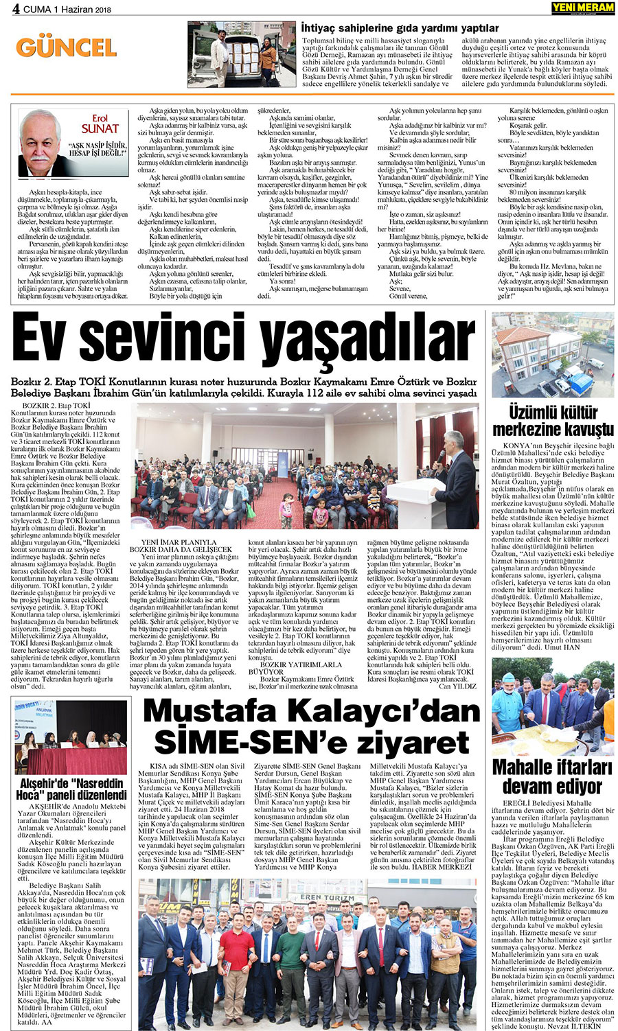 1 Haziran 2018 Yeni Meram Gazetesi