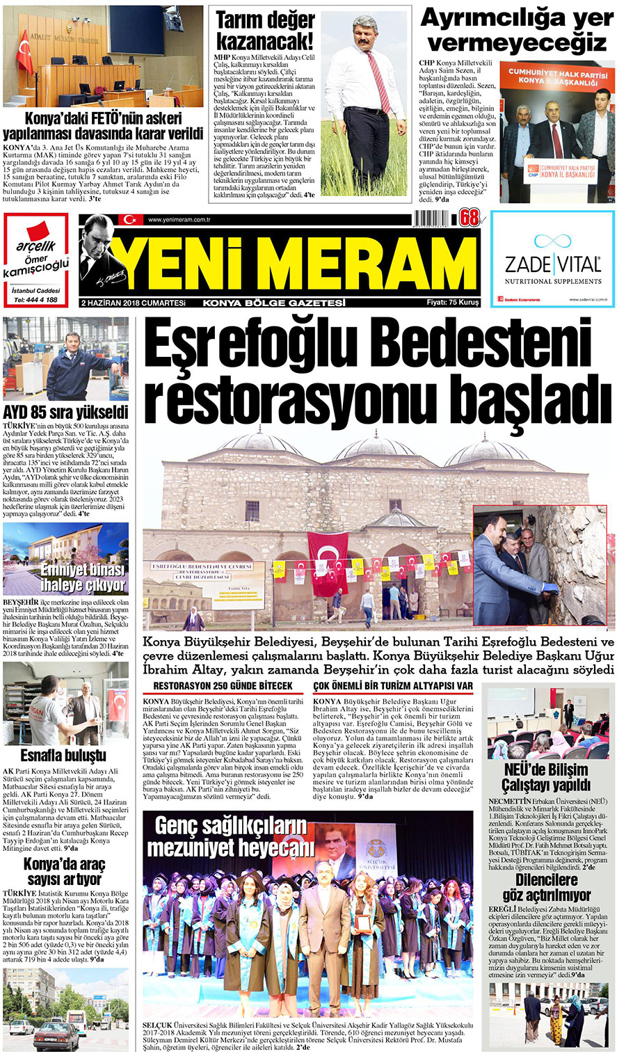 2 Haziran 2018 Yeni Meram Gazetesi