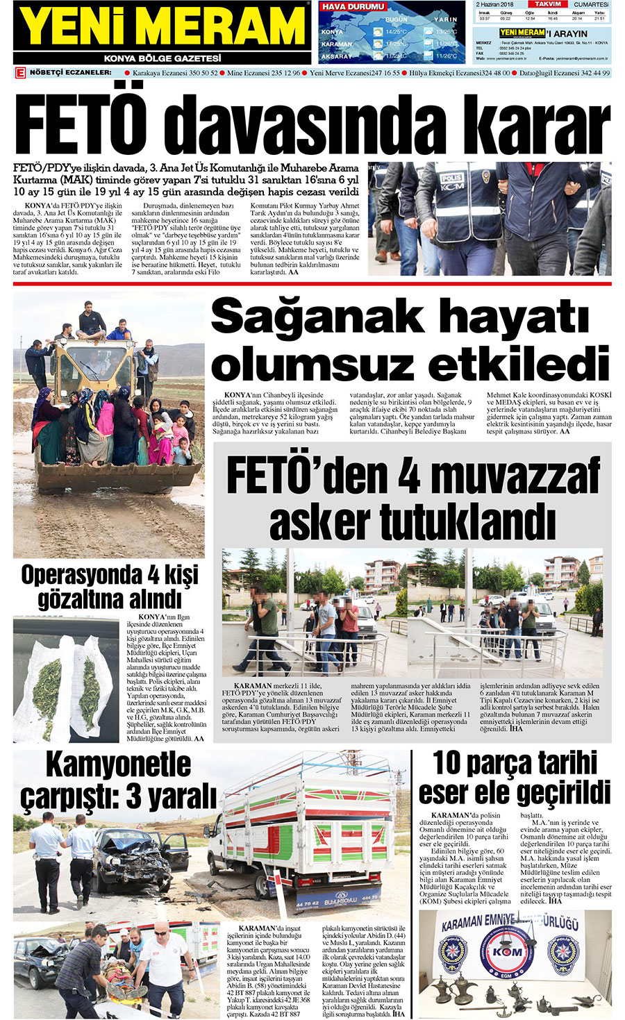 2 Haziran 2018 Yeni Meram Gazetesi