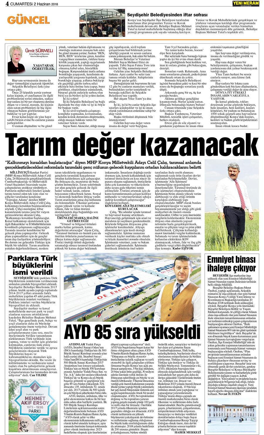 2 Haziran 2018 Yeni Meram Gazetesi