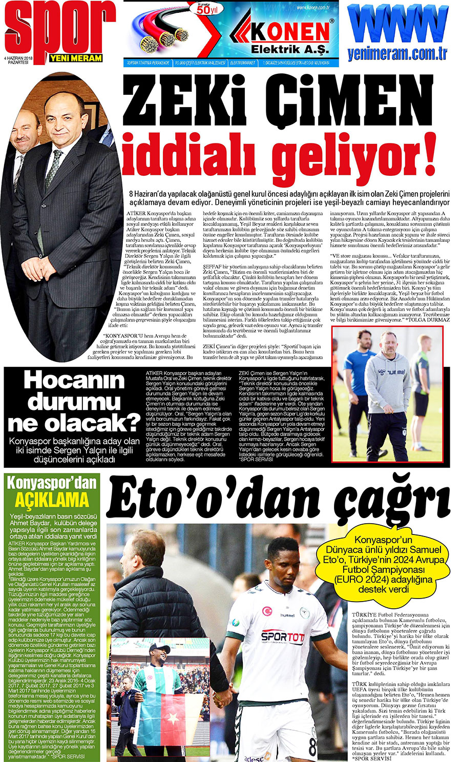 4 Haziran 2018 Yeni Meram Gazetesi