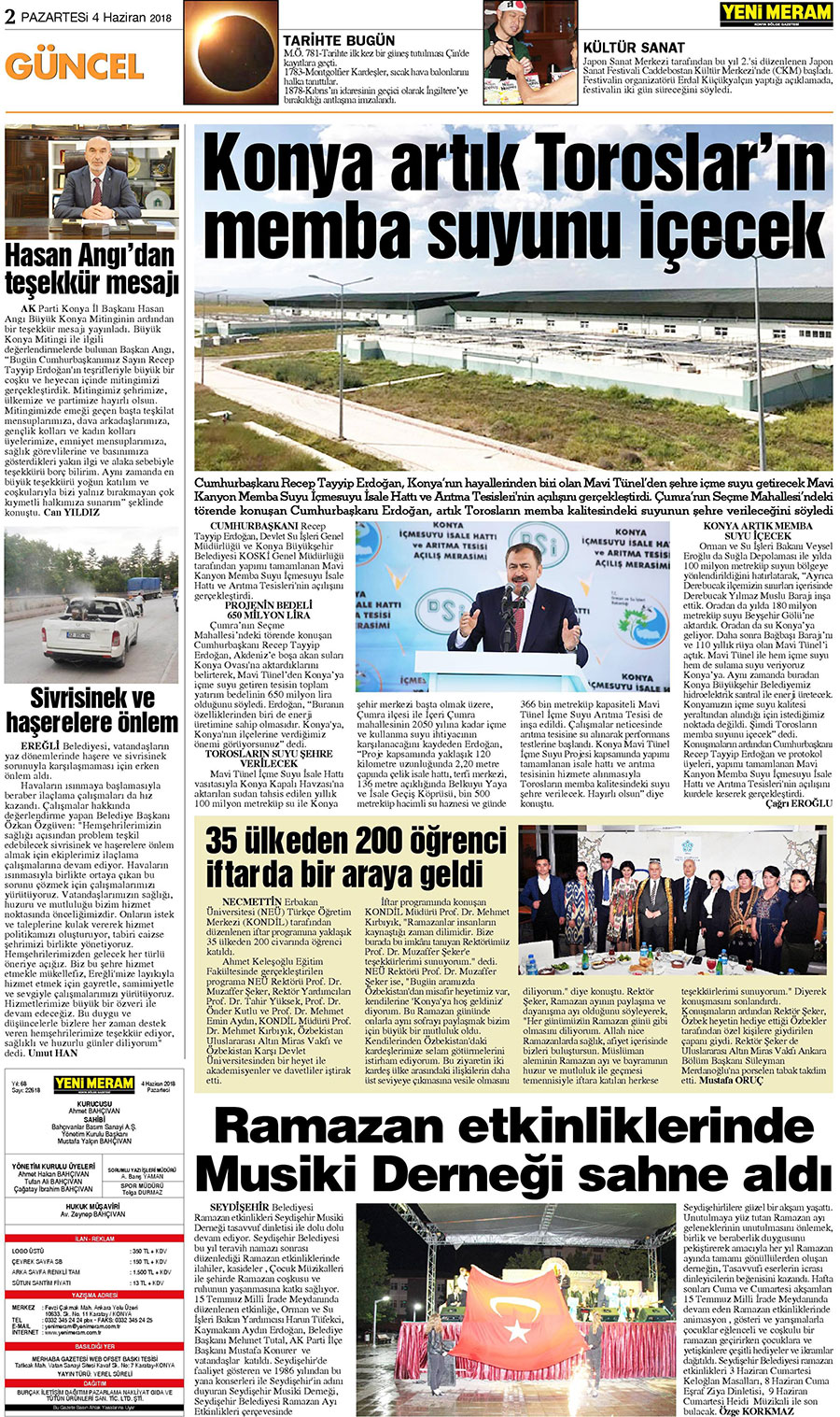 4 Haziran 2018 Yeni Meram Gazetesi