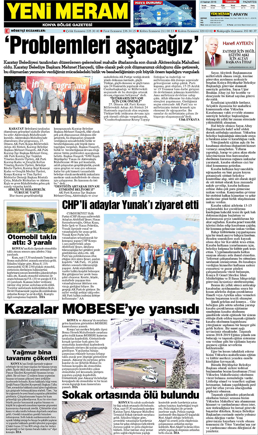 4 Haziran 2018 Yeni Meram Gazetesi