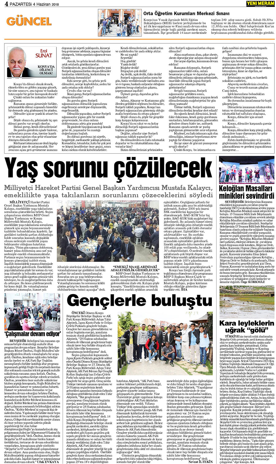 4 Haziran 2018 Yeni Meram Gazetesi