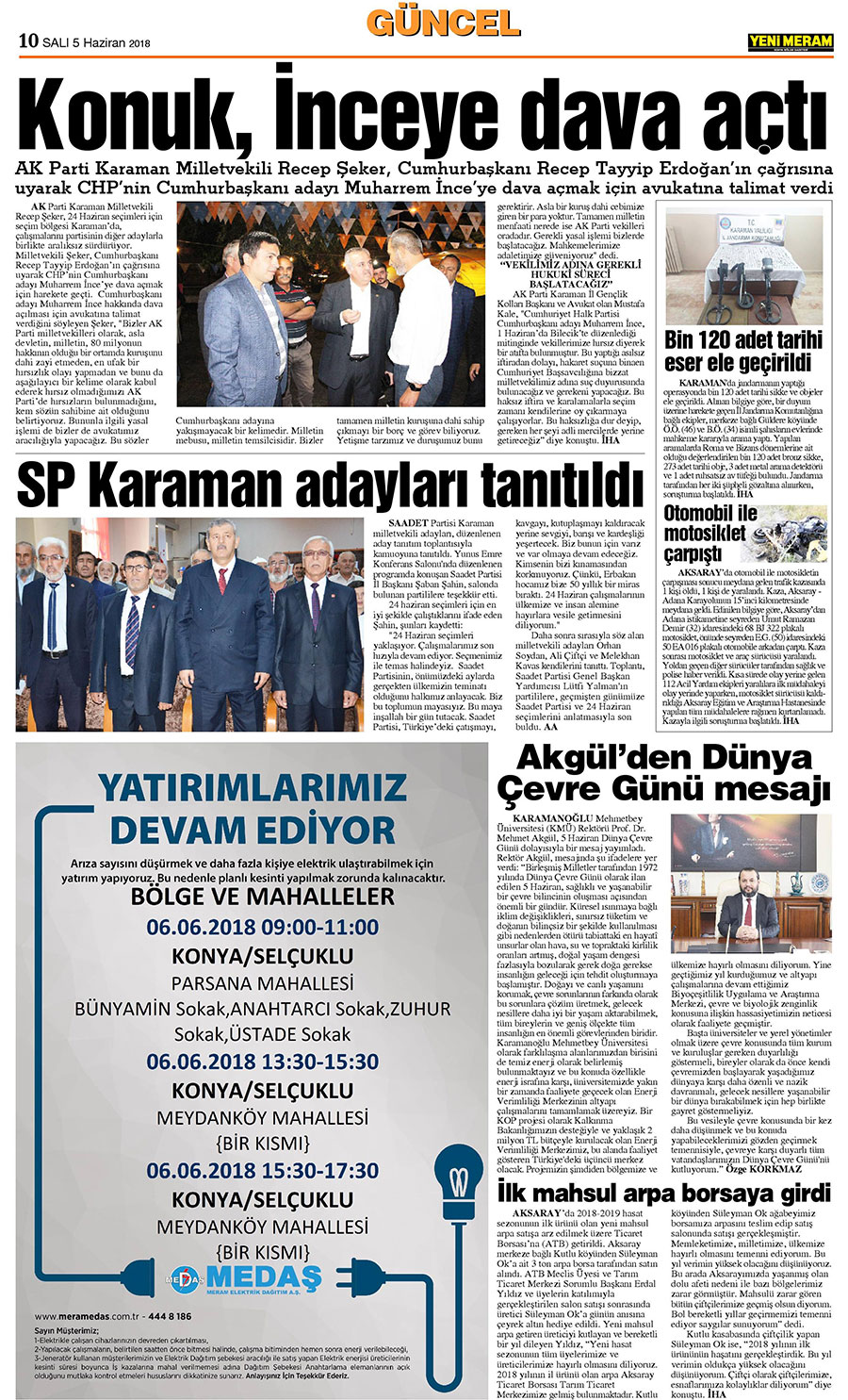 5 Haziran 2018 Yeni Meram Gazetesi