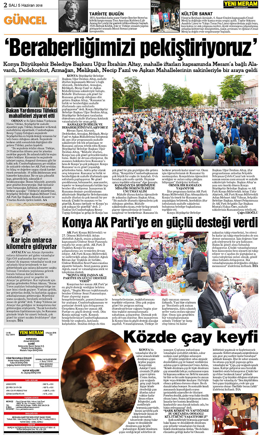 5 Haziran 2018 Yeni Meram Gazetesi