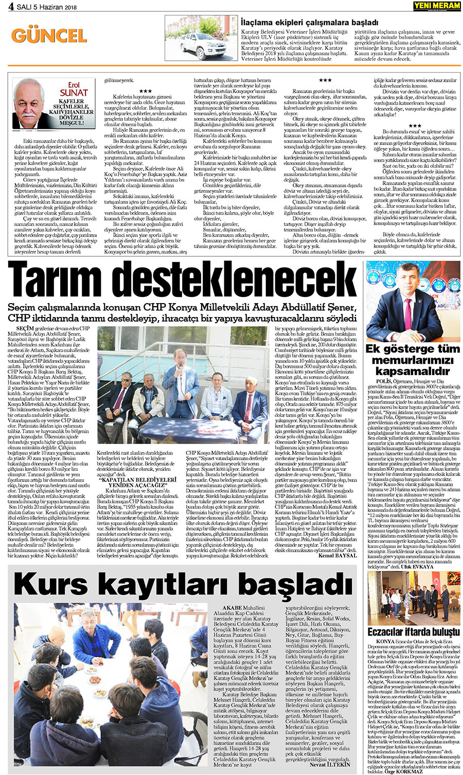 5 Haziran 2018 Yeni Meram Gazetesi