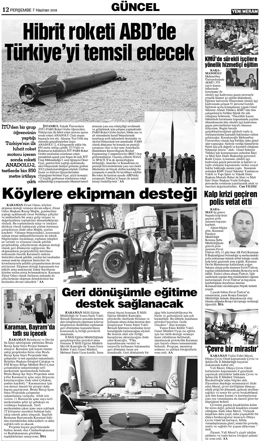 7 Haziran 2018 Yeni Meram Gazetesi