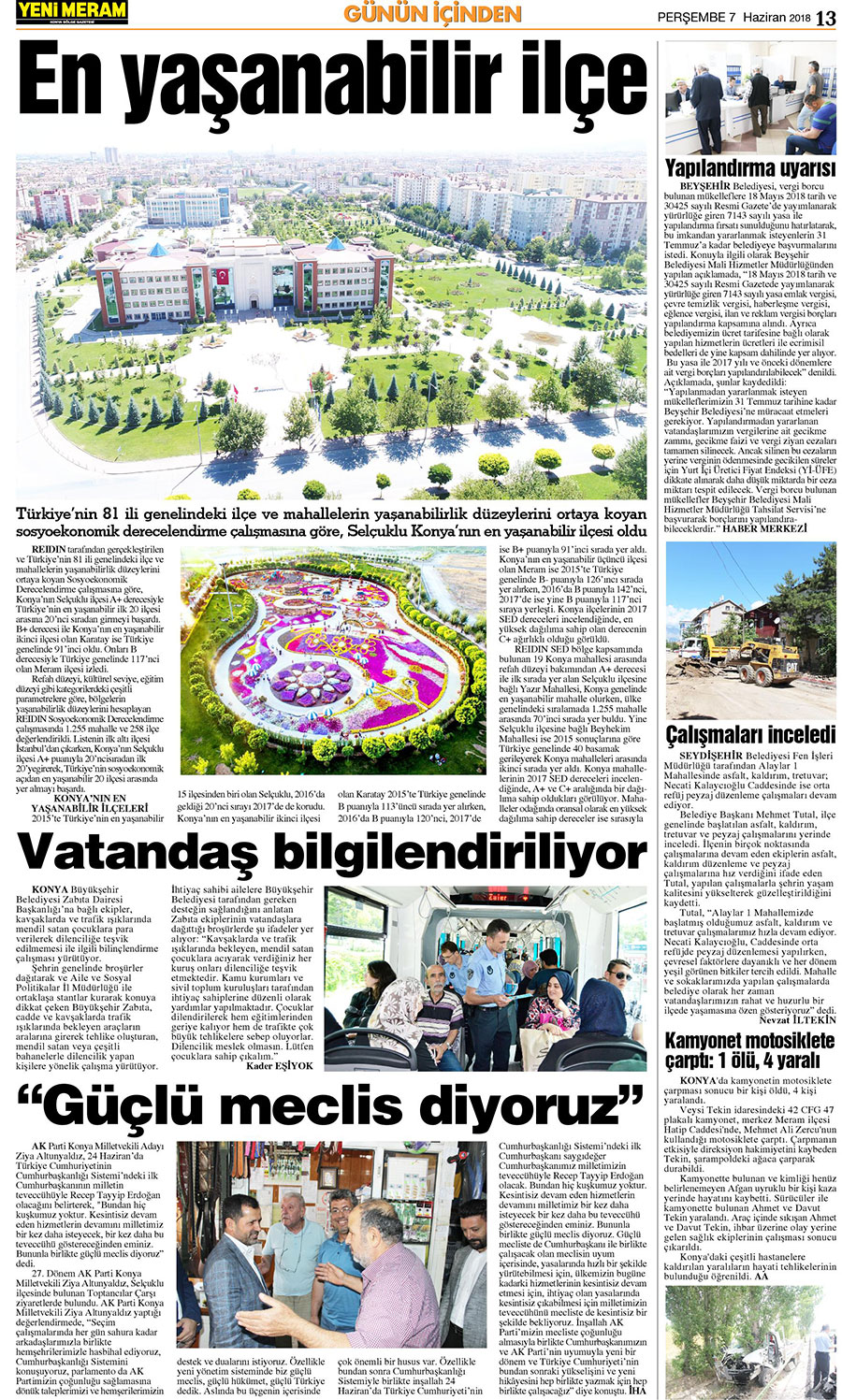 7 Haziran 2018 Yeni Meram Gazetesi