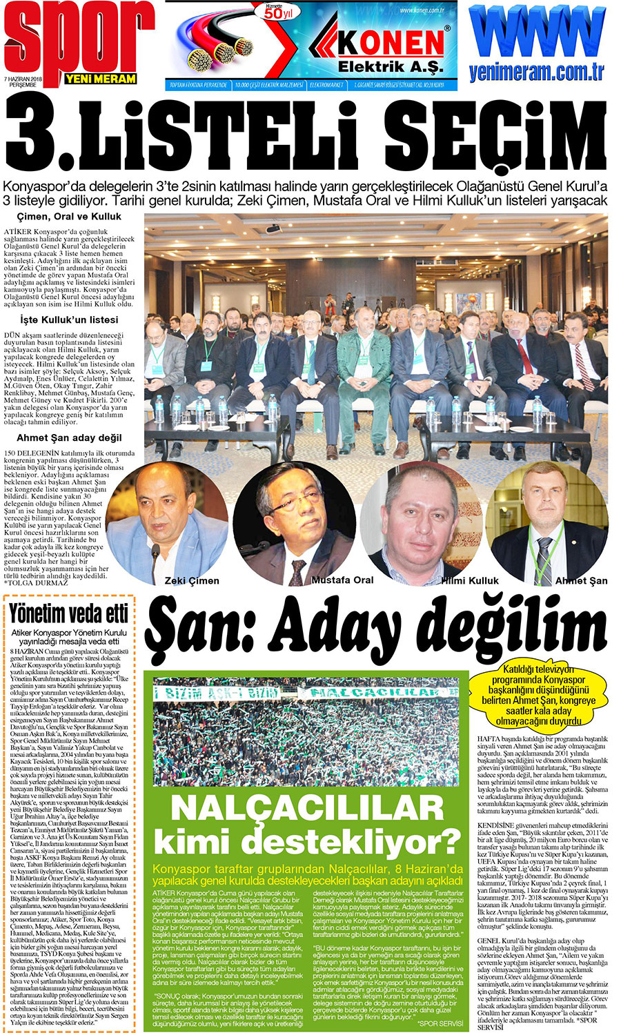 7 Haziran 2018 Yeni Meram Gazetesi