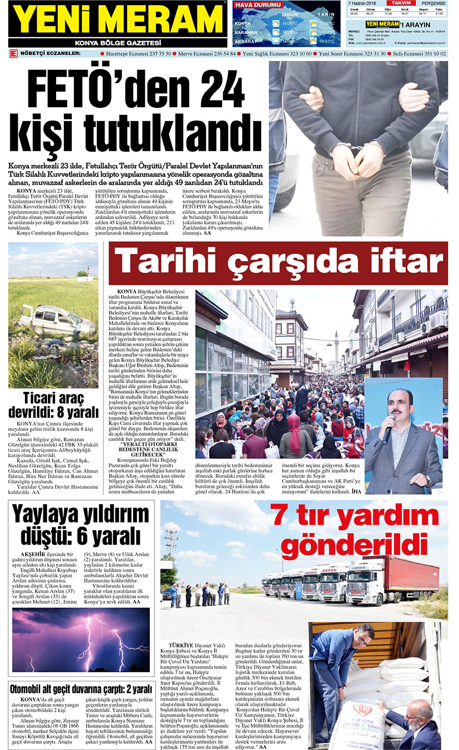 7 Haziran 2018 Yeni Meram Gazetesi