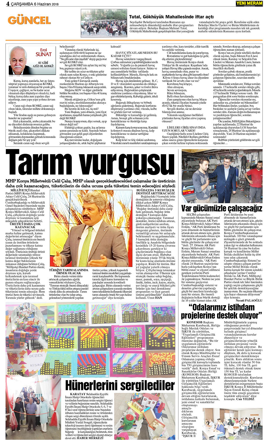 6 Haziran 2018 Yeni Meram Gazetesi