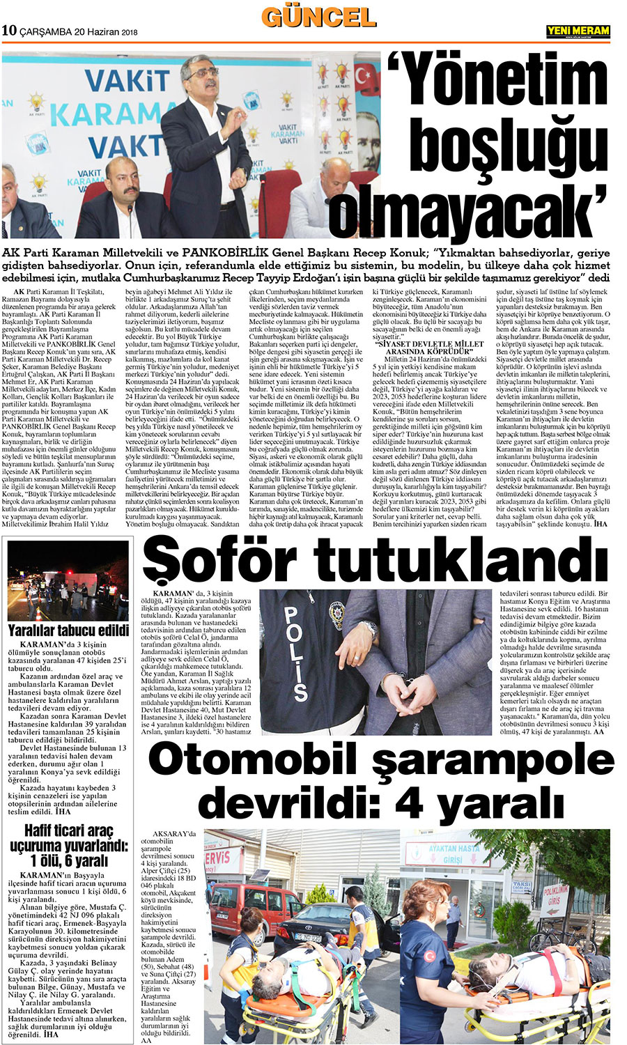 20 Haziran 2018 Yeni Meram Gazetesi