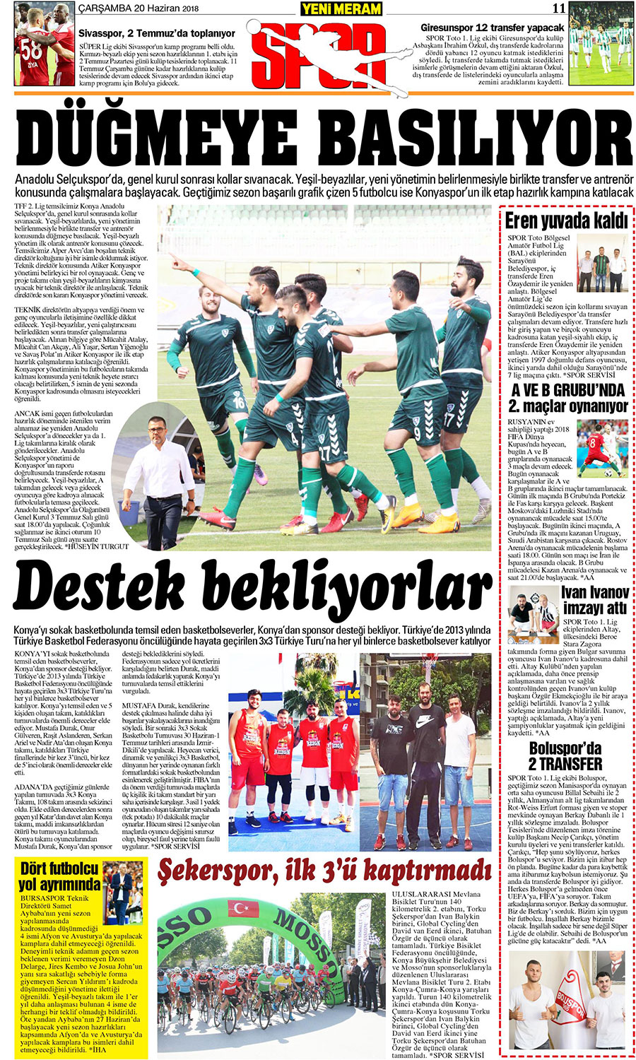 20 Haziran 2018 Yeni Meram Gazetesi