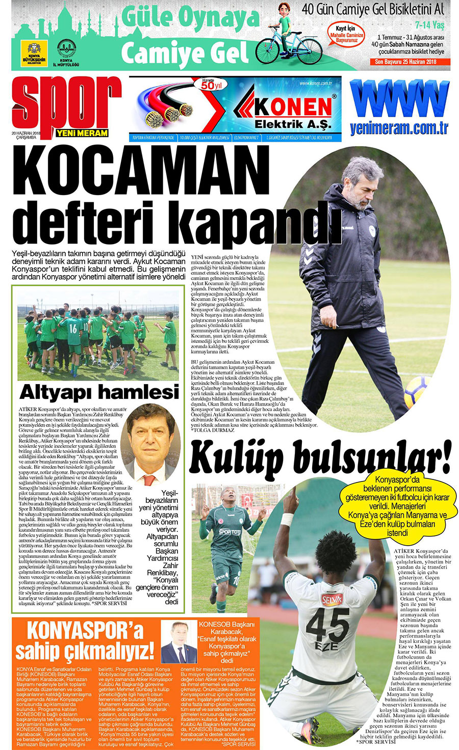 20 Haziran 2018 Yeni Meram Gazetesi