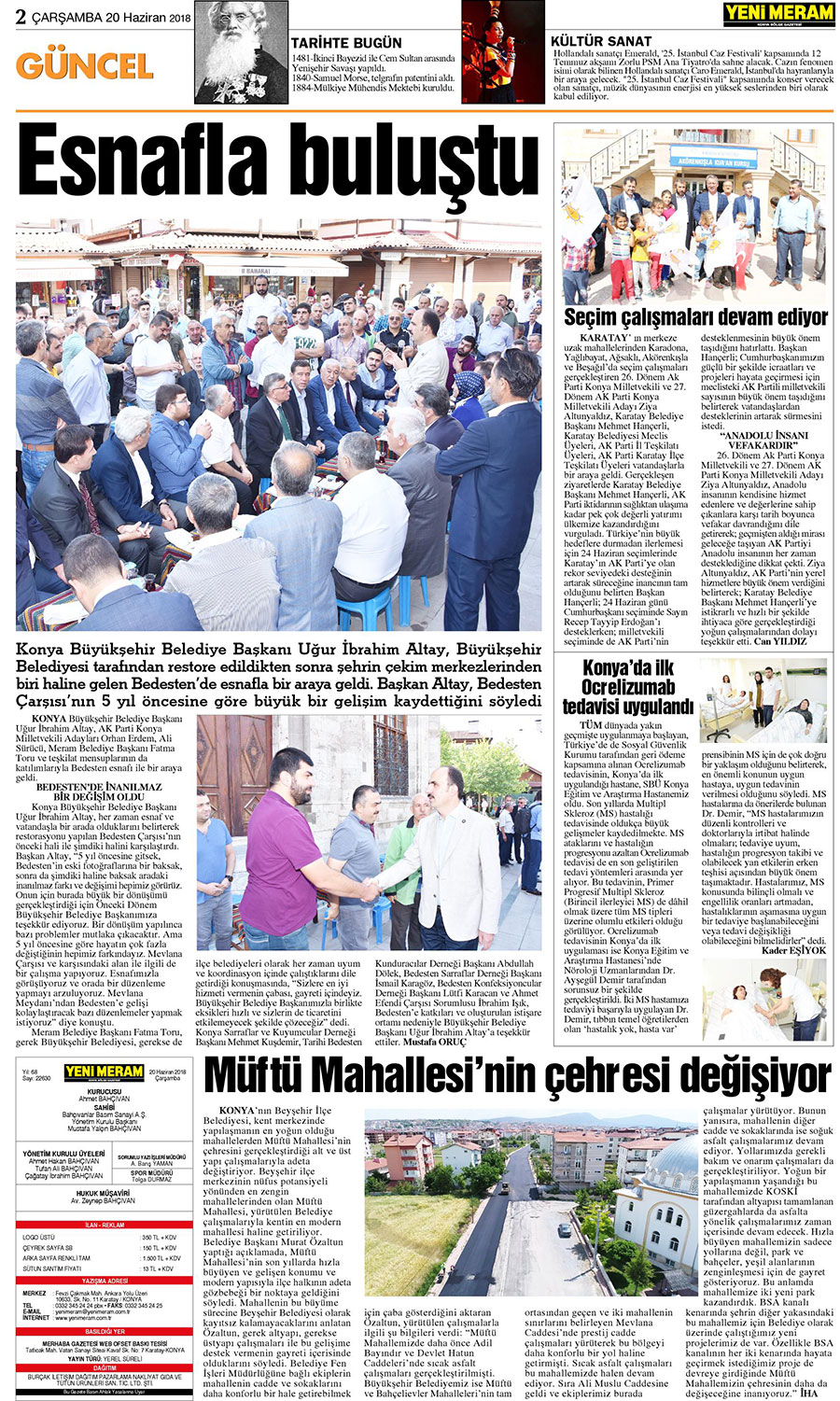 20 Haziran 2018 Yeni Meram Gazetesi