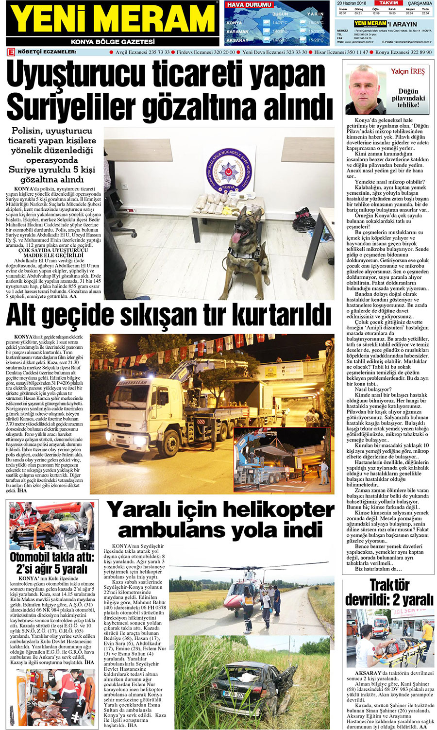 20 Haziran 2018 Yeni Meram Gazetesi