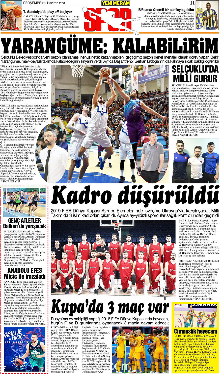 21 Haziran 2018 Yeni Meram Gazetesi