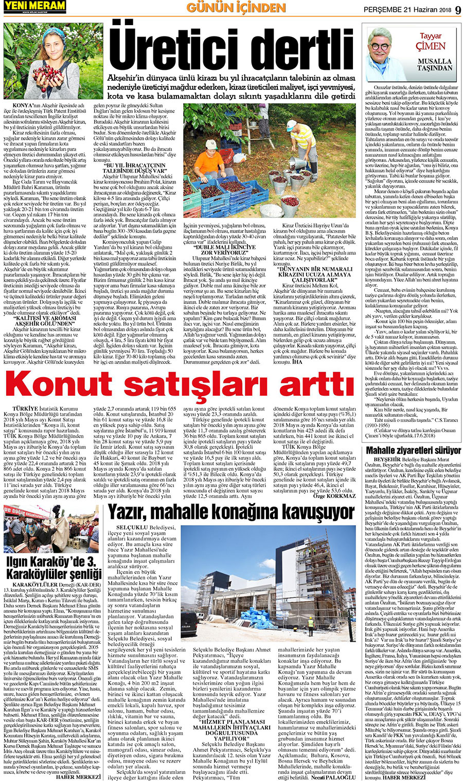 21 Haziran 2018 Yeni Meram Gazetesi