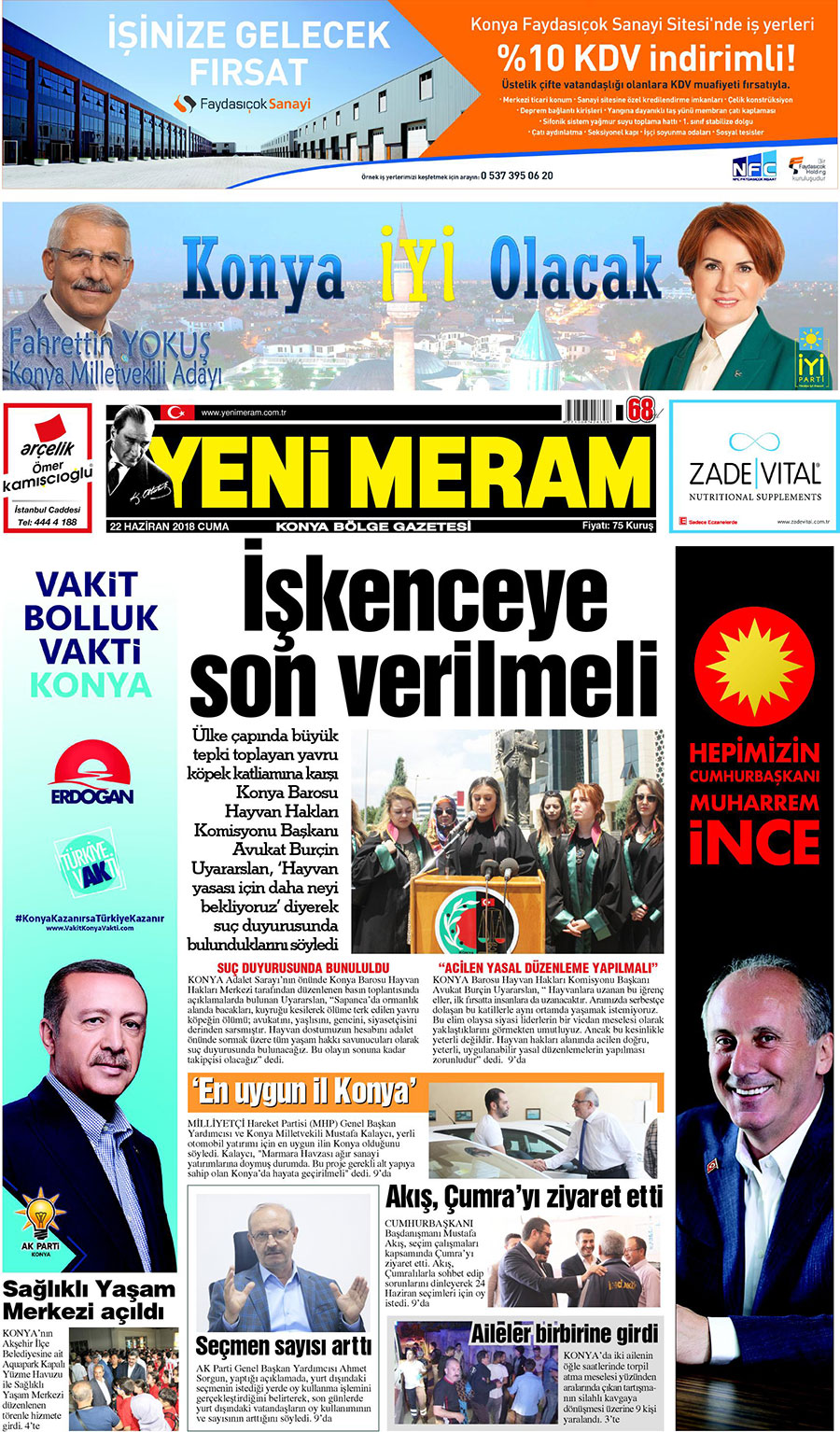 22 Haziran 2018 Yeni Meram Gazetesi