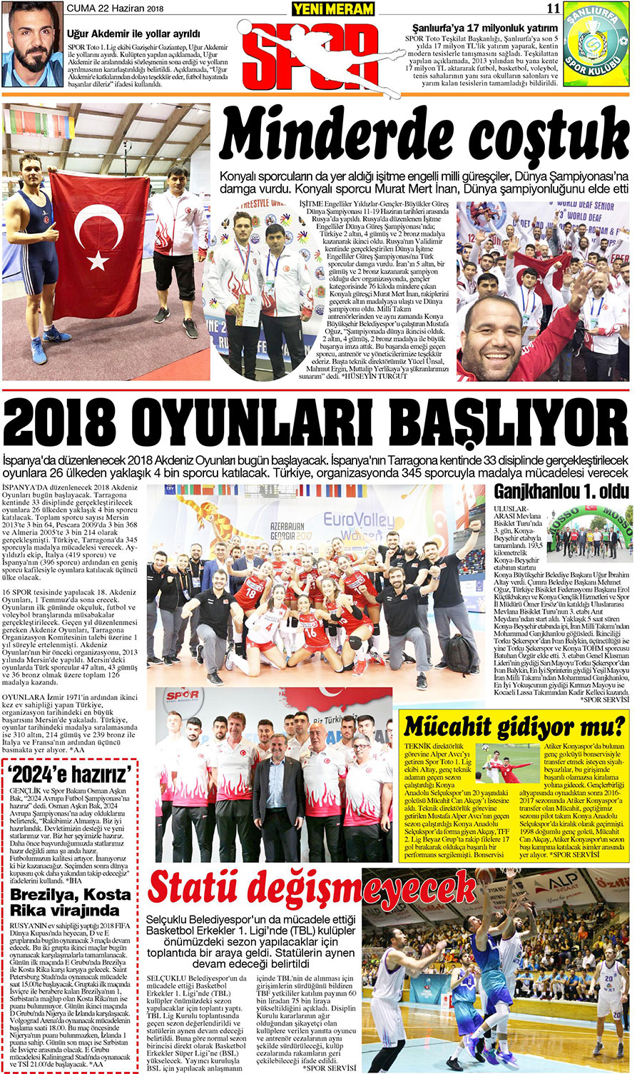 22 Haziran 2018 Yeni Meram Gazetesi