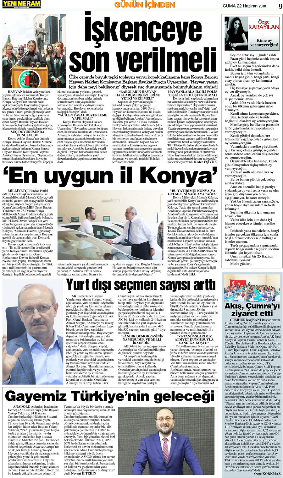 22 Haziran 2018 Yeni Meram Gazetesi