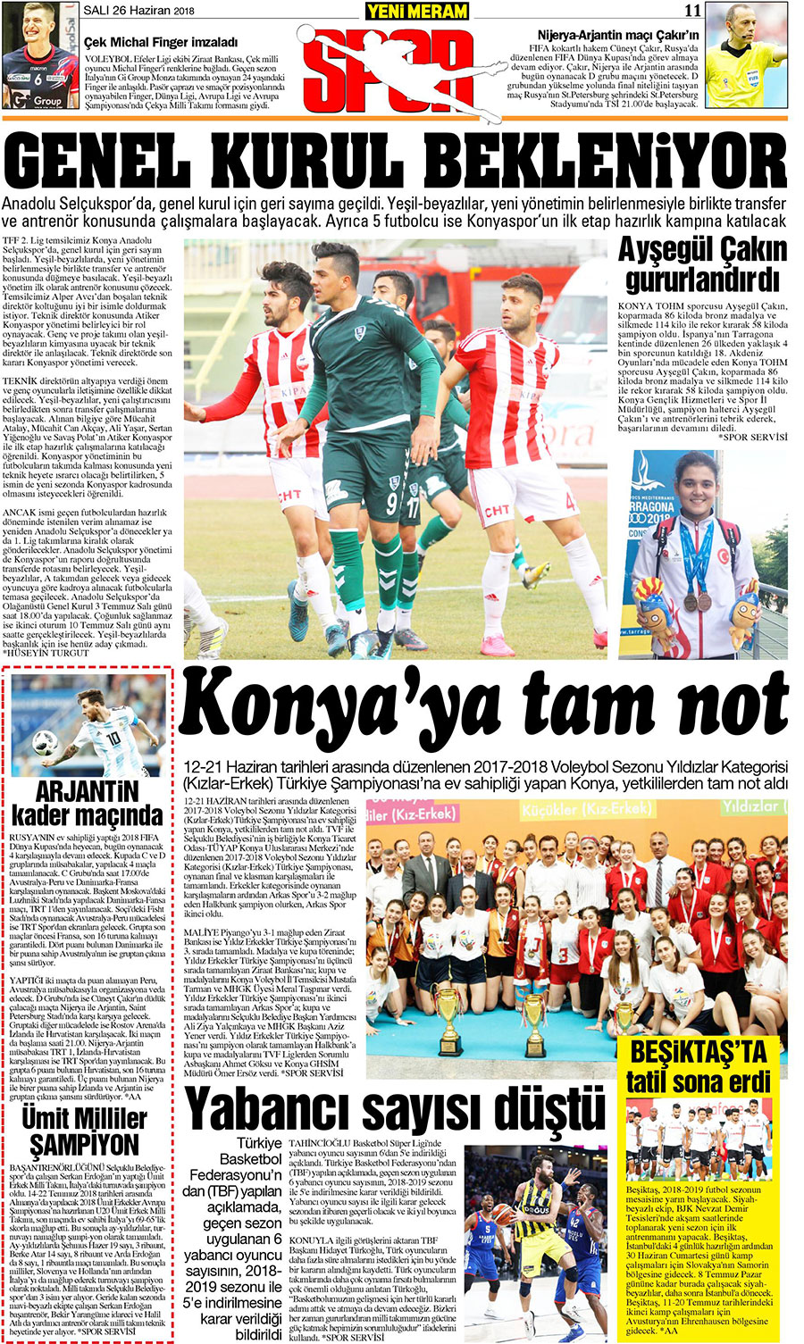 26 Haziran 2018 Yeni Meram Gazetesi