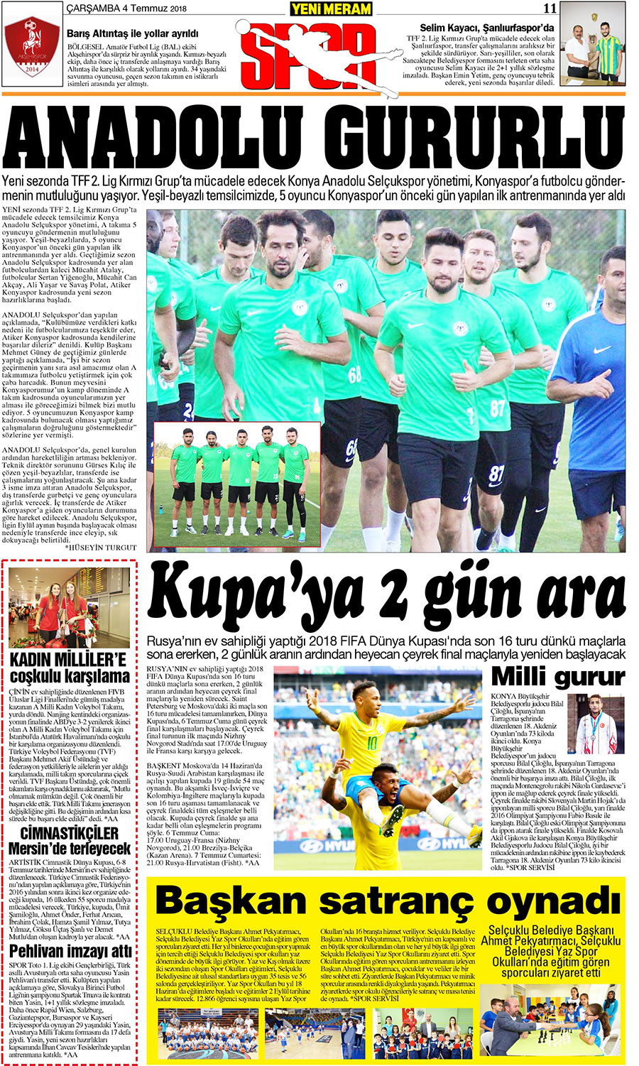 4 Temmuz 2018 Yeni Meram Gazetesi