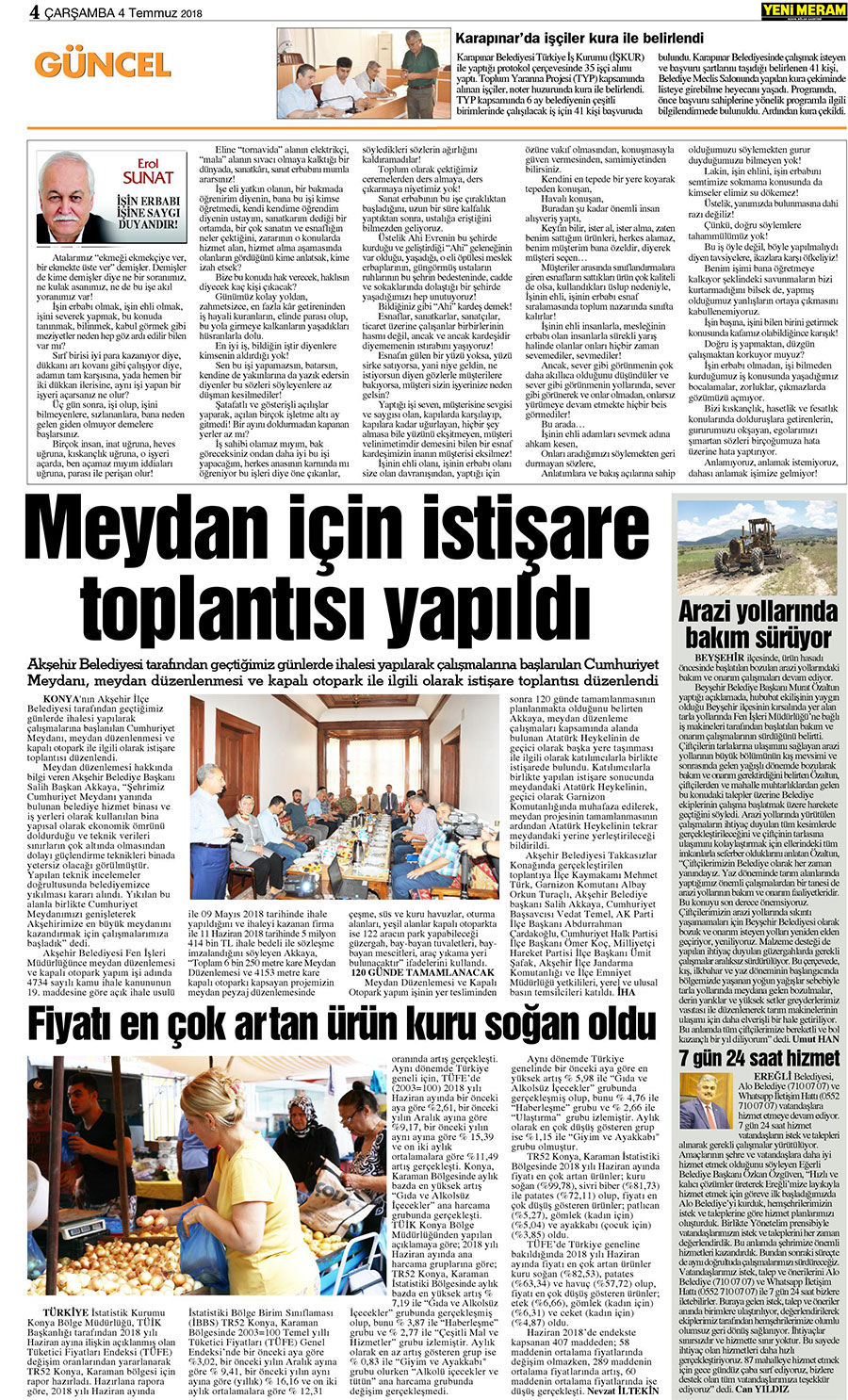 4 Temmuz 2018 Yeni Meram Gazetesi