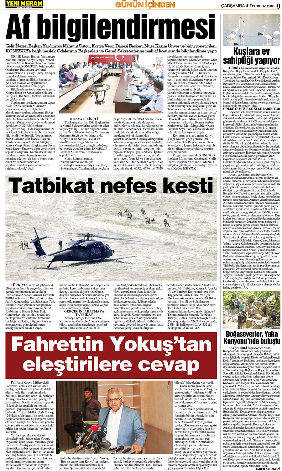 4 Temmuz 2018 Yeni Meram Gazetesi