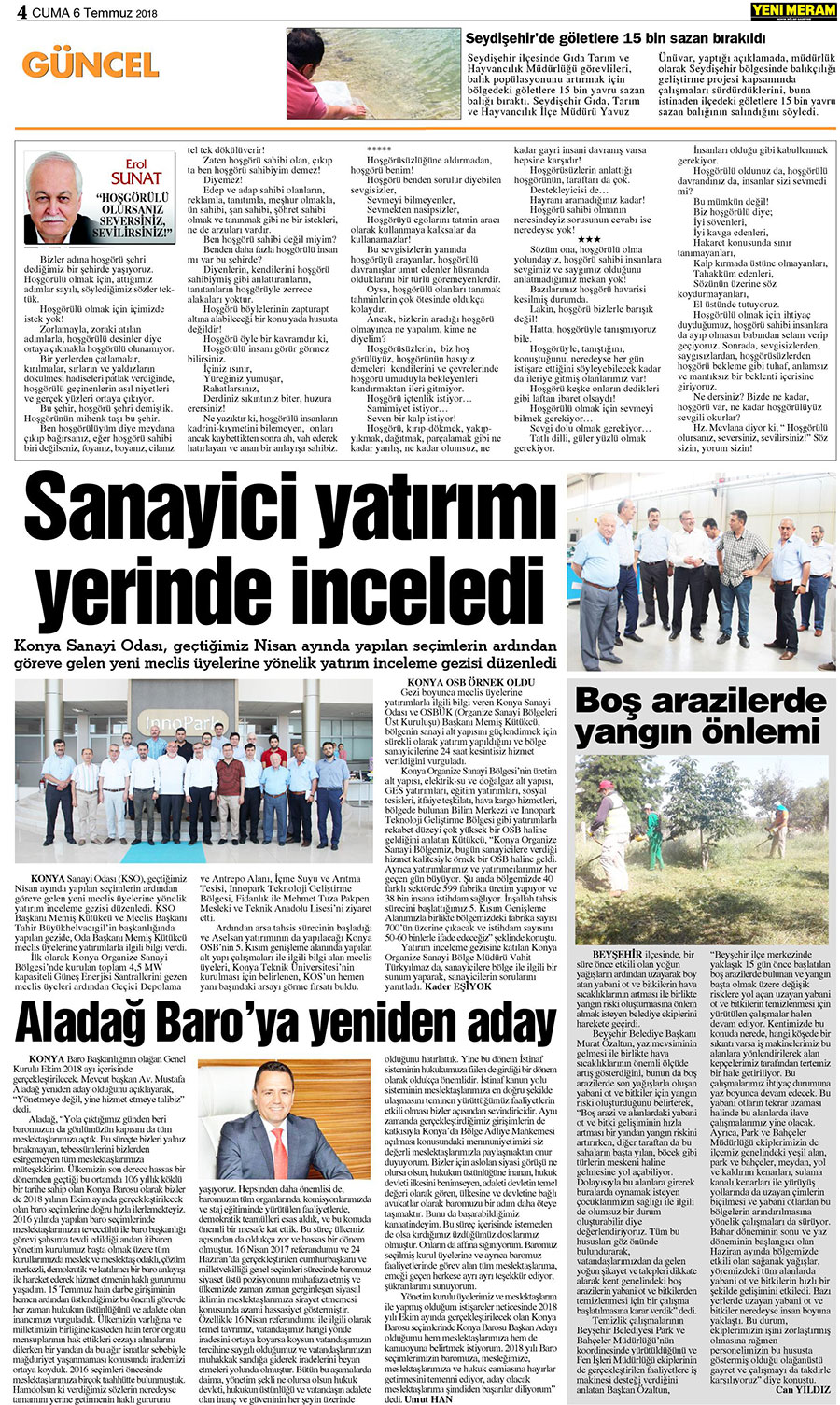 6 Temmuz 2018 Yeni Meram Gazetesi