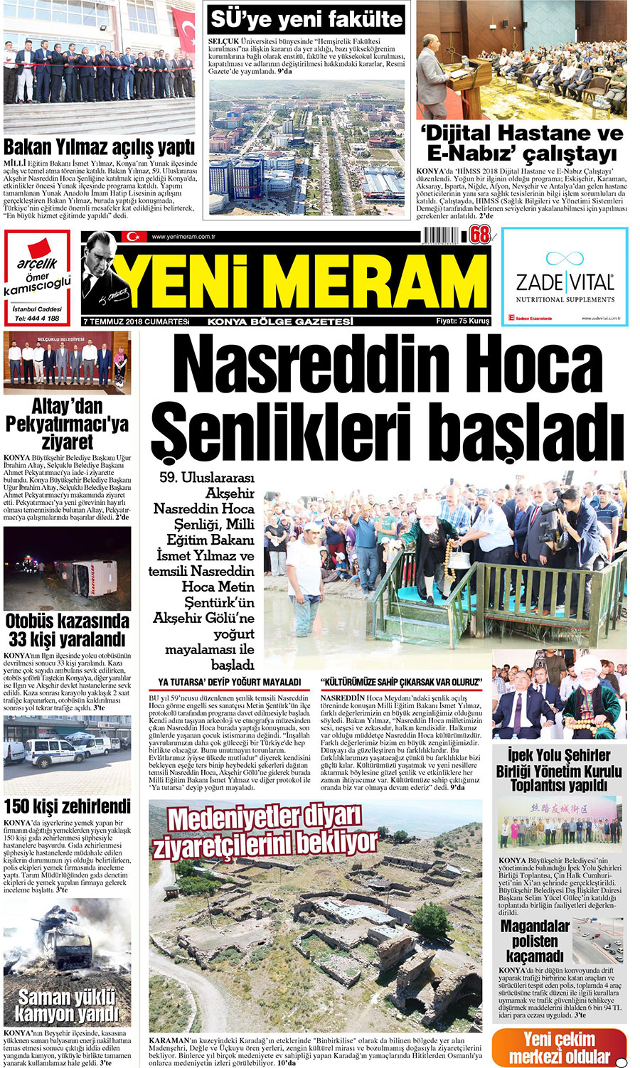 7 Temmuz 2018 Yeni Meram Gazetesi