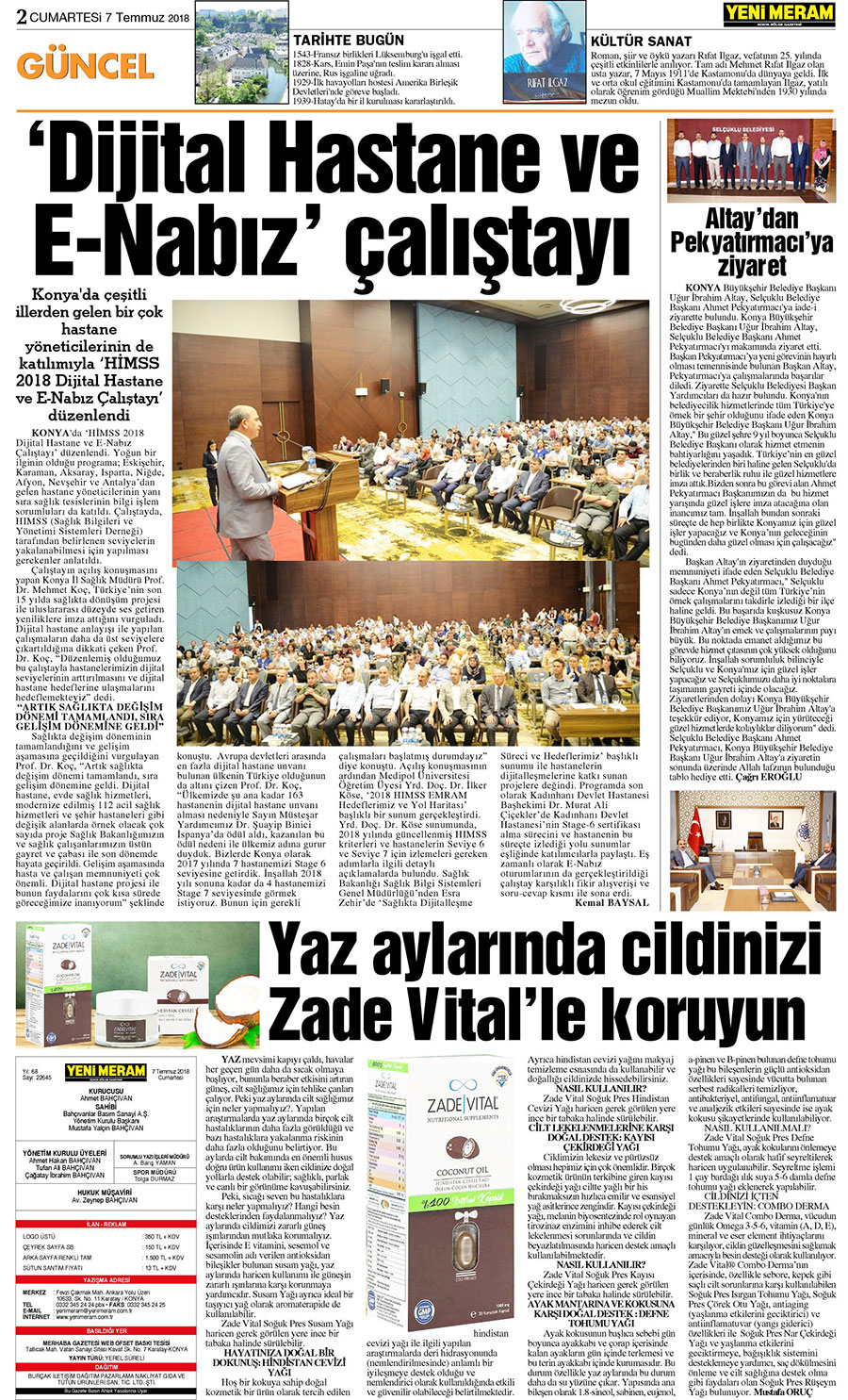 7 Temmuz 2018 Yeni Meram Gazetesi