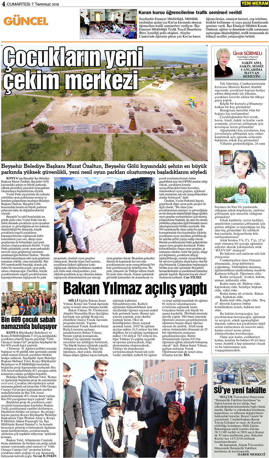 7 Temmuz 2018 Yeni Meram Gazetesi