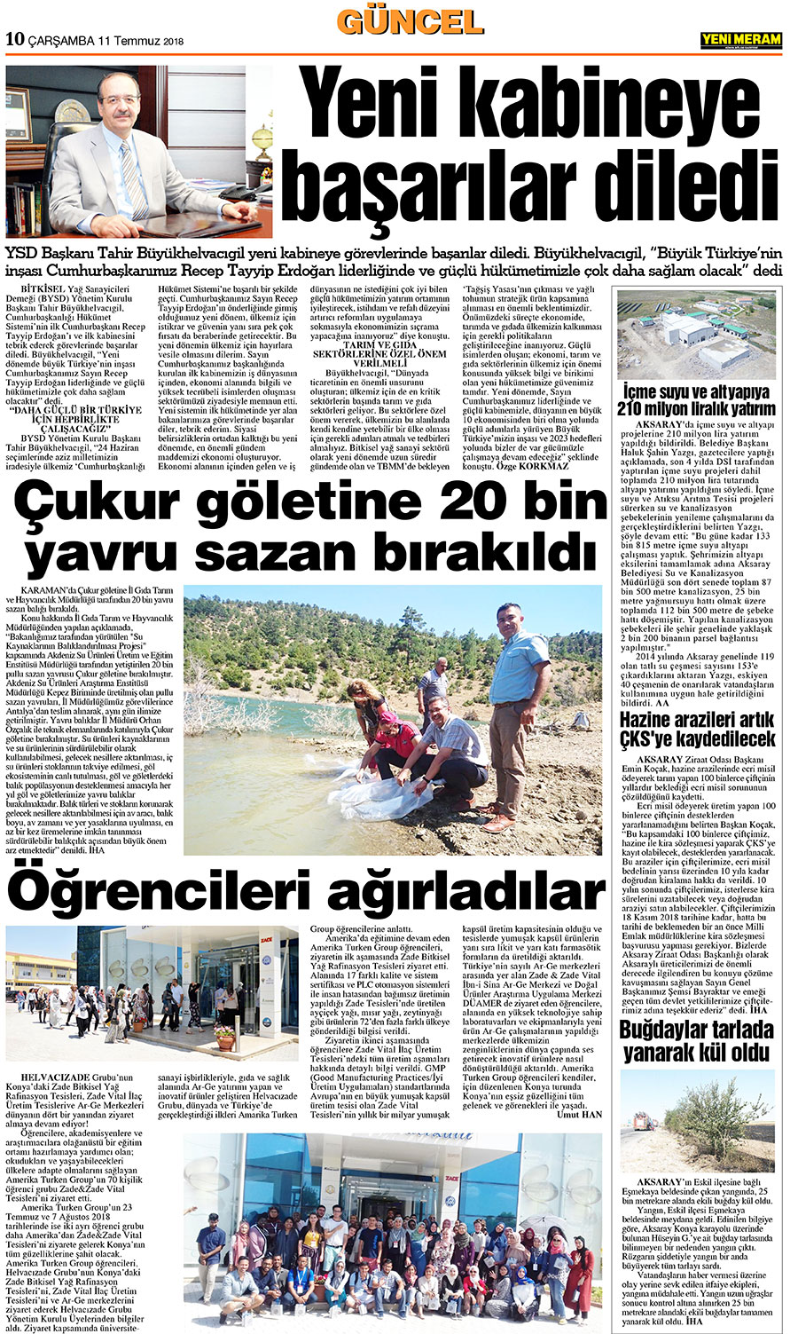 11 Temmuz 2018 Yeni Meram Gazetesi