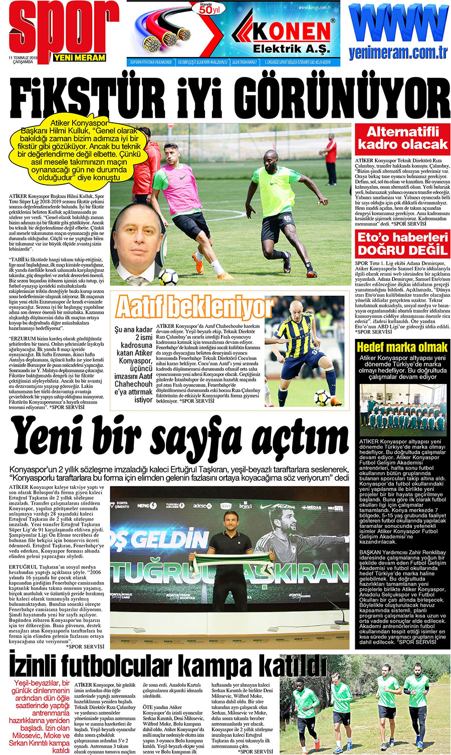 11 Temmuz 2018 Yeni Meram Gazetesi