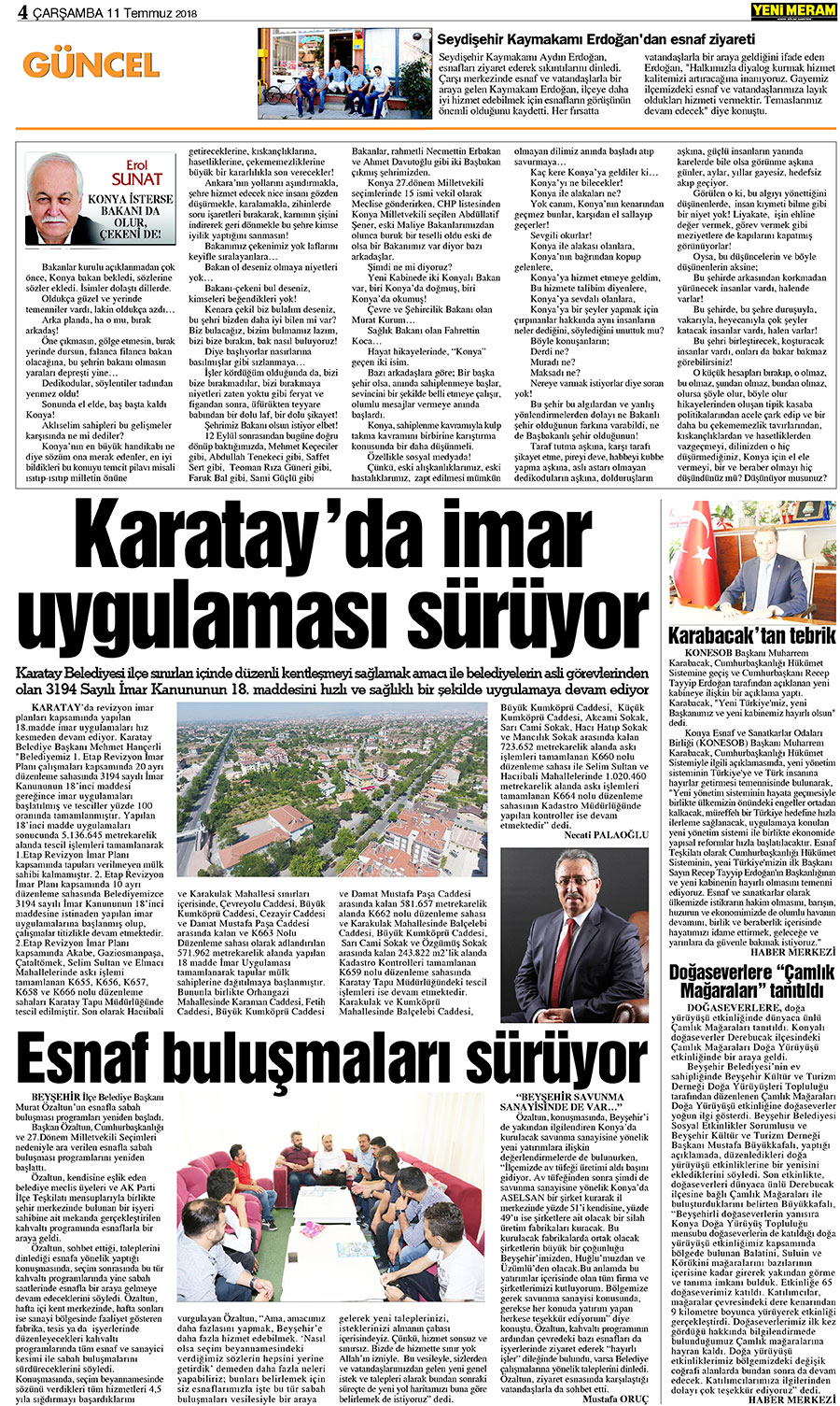 11 Temmuz 2018 Yeni Meram Gazetesi