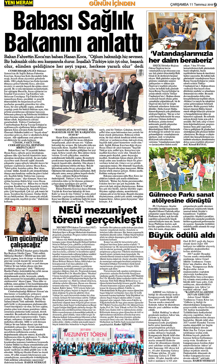 11 Temmuz 2018 Yeni Meram Gazetesi