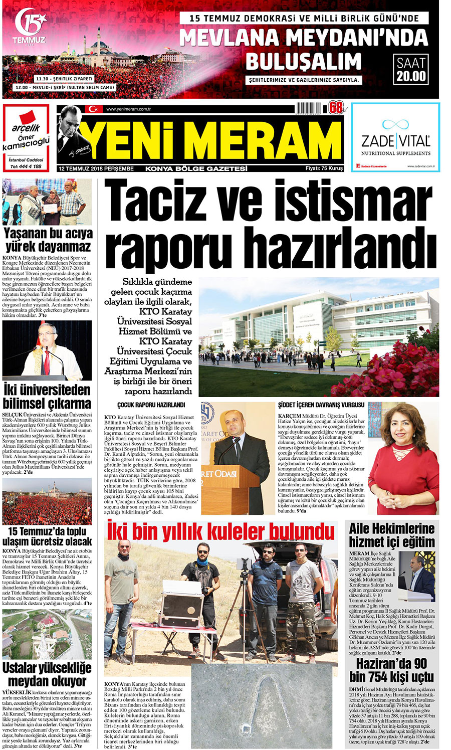 12 Temmuz 2018 Yeni Meram Gazetesi